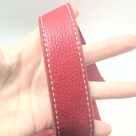 Vintage Fossil Pebbled Red Genuine Leather Crossbody Messenger Bag 75082 - Picture 11 of 14